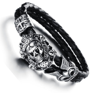 Retro skull leather bracelet - shopclan