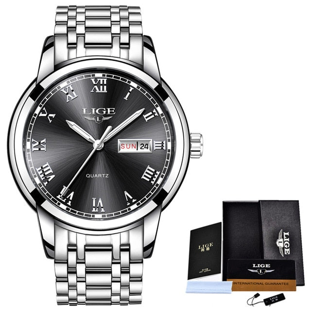 LIGE branded men's watch - shopclan