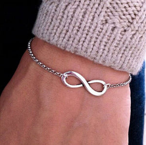 2018 New Arrivals Korean Hot Fashion Simple Metal 8 Infinity Charm Bracelets For Women & Men Jewelry Summer Style Beach - shopclan