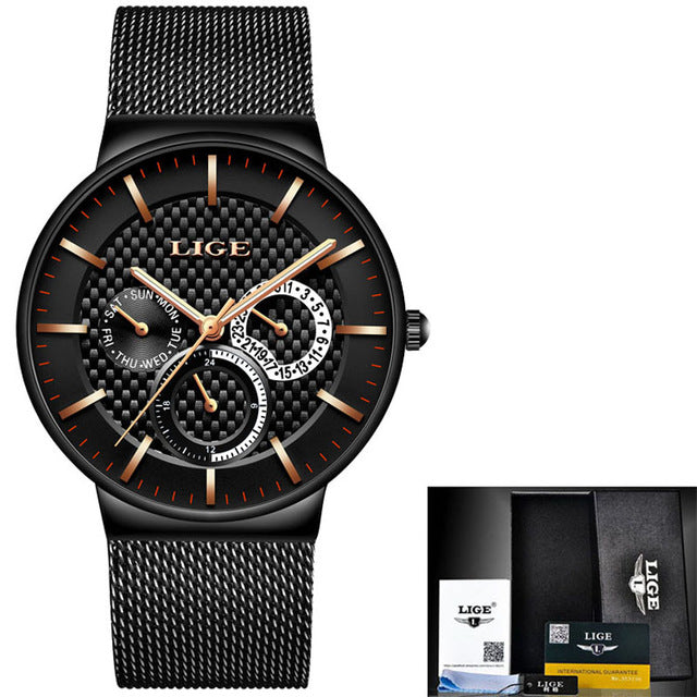 Relogio LIGE Mens stainless steel watch - shopclan