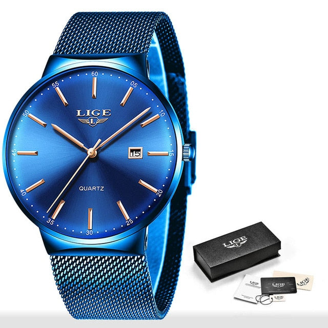 Relogio LIGE Mens stainless steel watch - shopclan