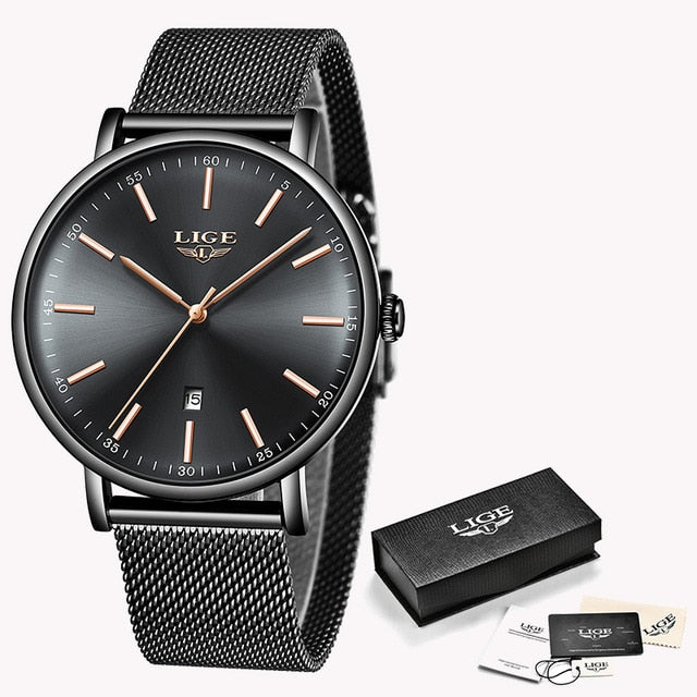 Relogio LIGE Mens stainless steel watch - shopclan