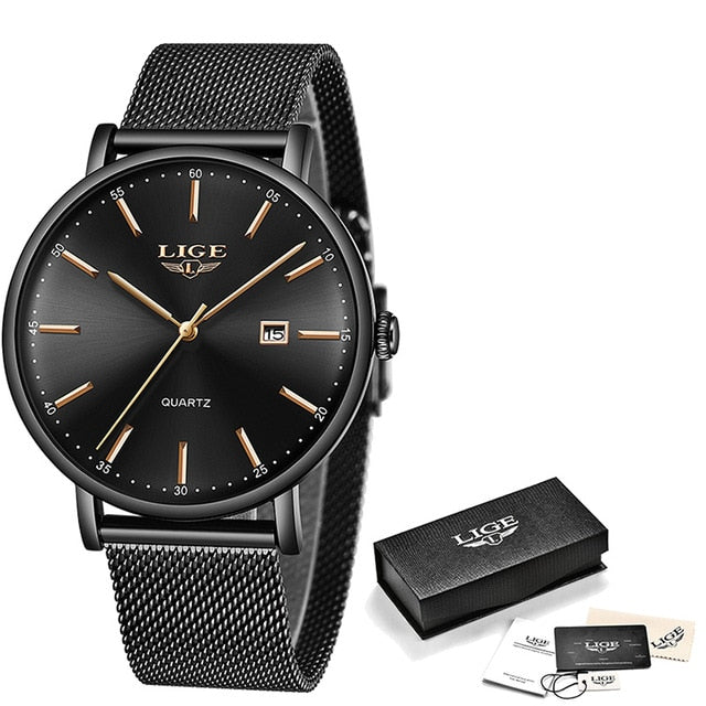 Relogio LIGE Mens stainless steel watch - shopclan