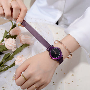 Ladies magnetic starry sky watch - shopclan