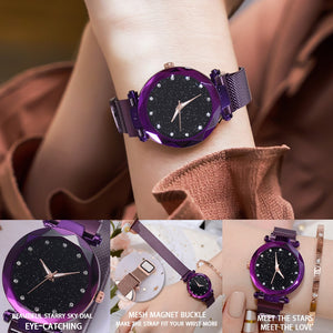 Ladies magnetic starry sky watch - shopclan