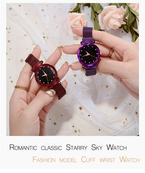 Ladies magnetic starry sky watch - shopclan