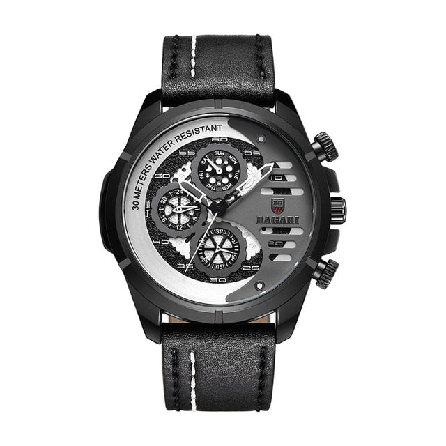BAGARI 2019 Men's Quartz waterproof men's watch - shopclan