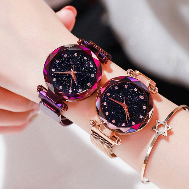 Ladies magnetic starry sky watch - shopclan