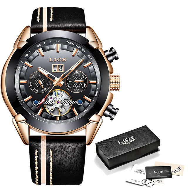 LIGE branded men's fashion watch - shopclan